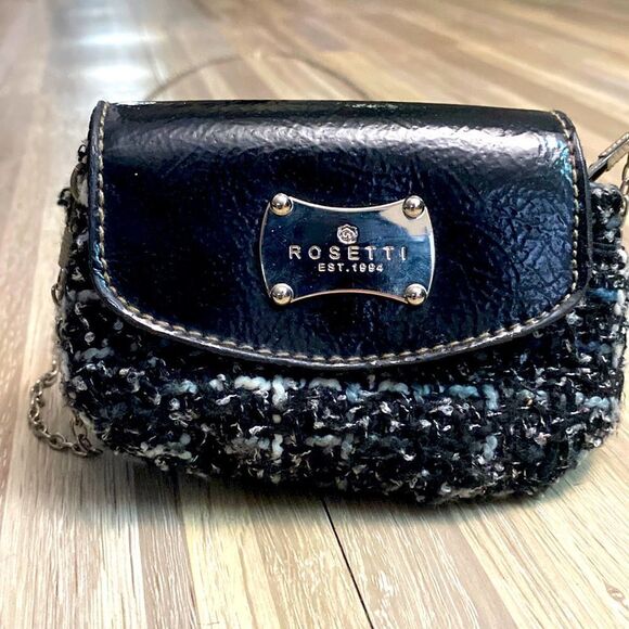 Mini crossbody purse Rossetti checkered gray black square pattern - Picture 2 of 9